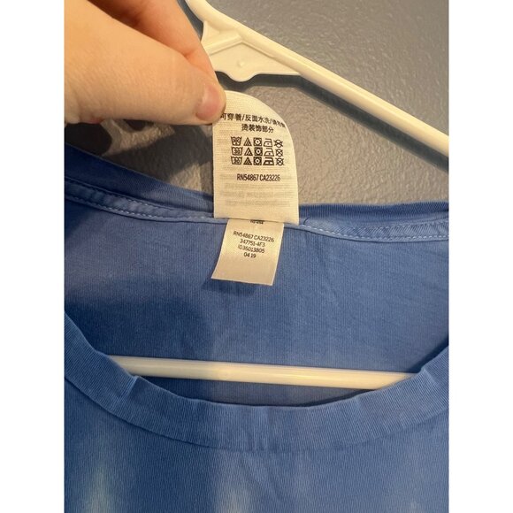 VS PINK White & Blue Tye Dye Tee W Pocket & American Flag Dog On Back Size Small - Picture 4 of 6